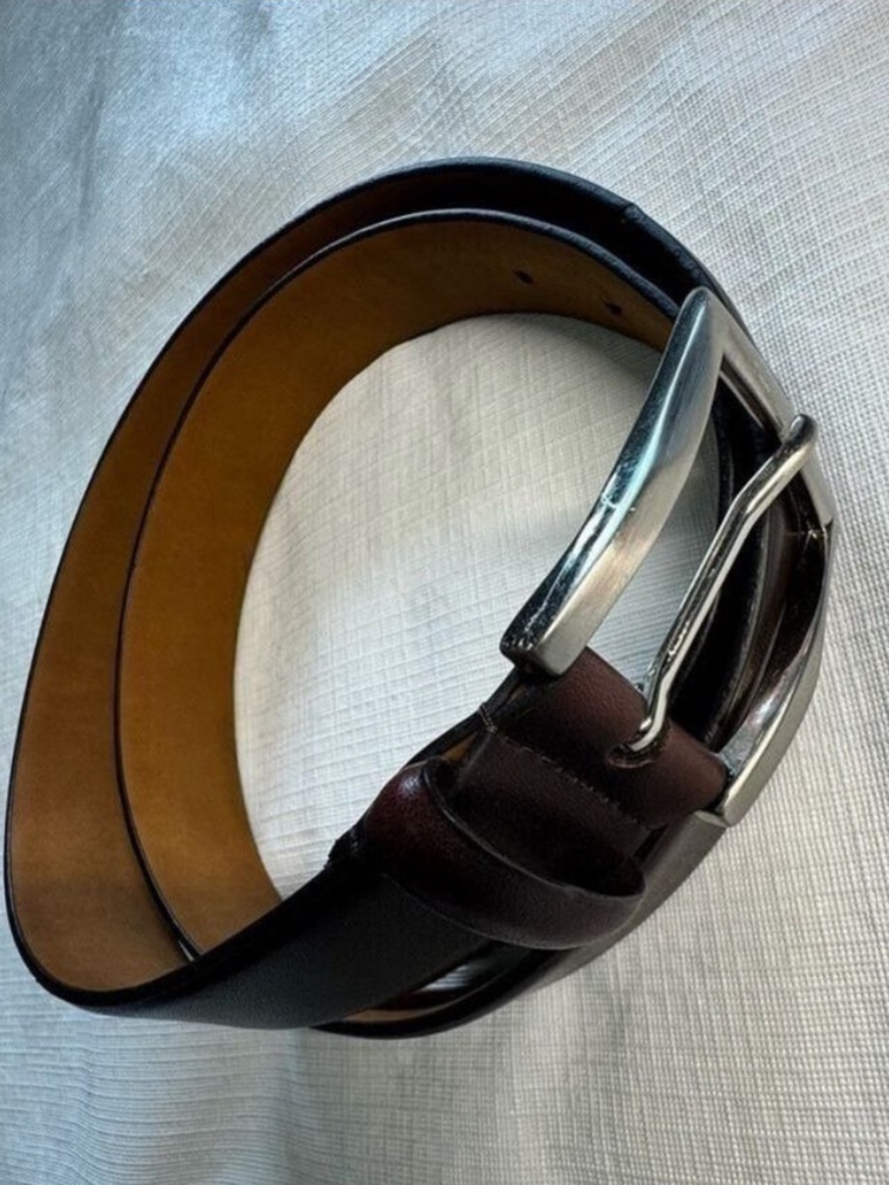 Brown and Silver Leather Belt size 40